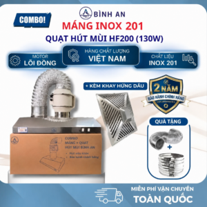 Combo máng hút inox 201 và quạt HF200 kèm khay hứng dầu
