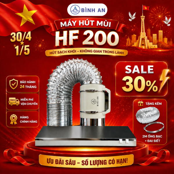 Combo máng hút inox 201 và quạt HF200 chưa kèm khay