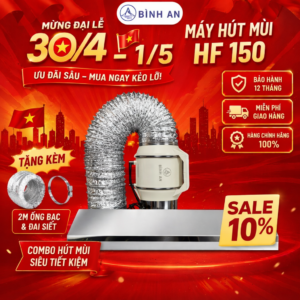 Combo máng hút inox 201 và quạt HF150 chưa kèm khay