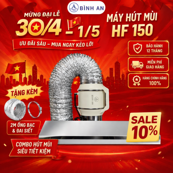 Combo máng hút inox 201 và quạt HF150 chưa kèm khay