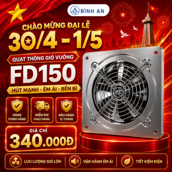 Quạt thông gió vuông inox FD150