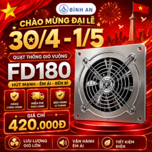 Quạt thông gió vuông inox FD180