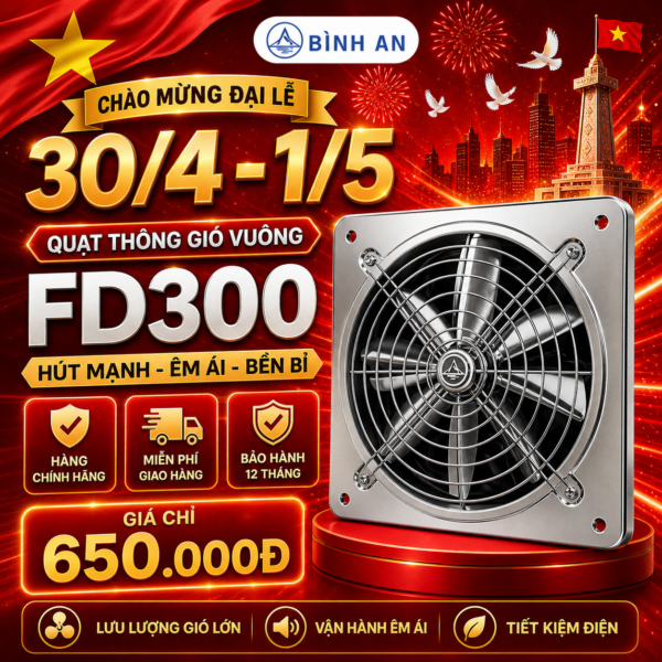 Quạt thông gió vuông inox FD300