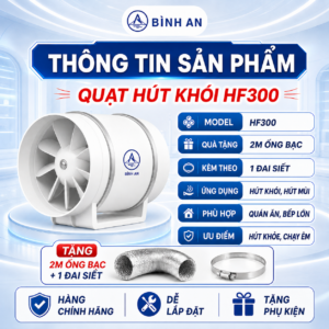 Quạt hút khói HF300 tặng 2m ống bạc và 1 đai siết